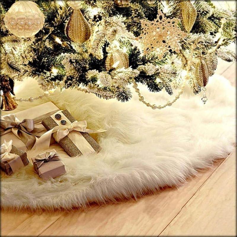 My Cozy White AOGU Faux Fur Tree Skirt for a Festive Touch