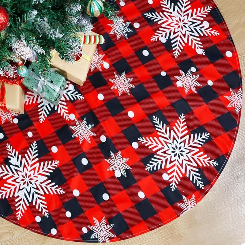 Charming Red and Black Buffalo Plaid Tree Skirt for Festive Decor