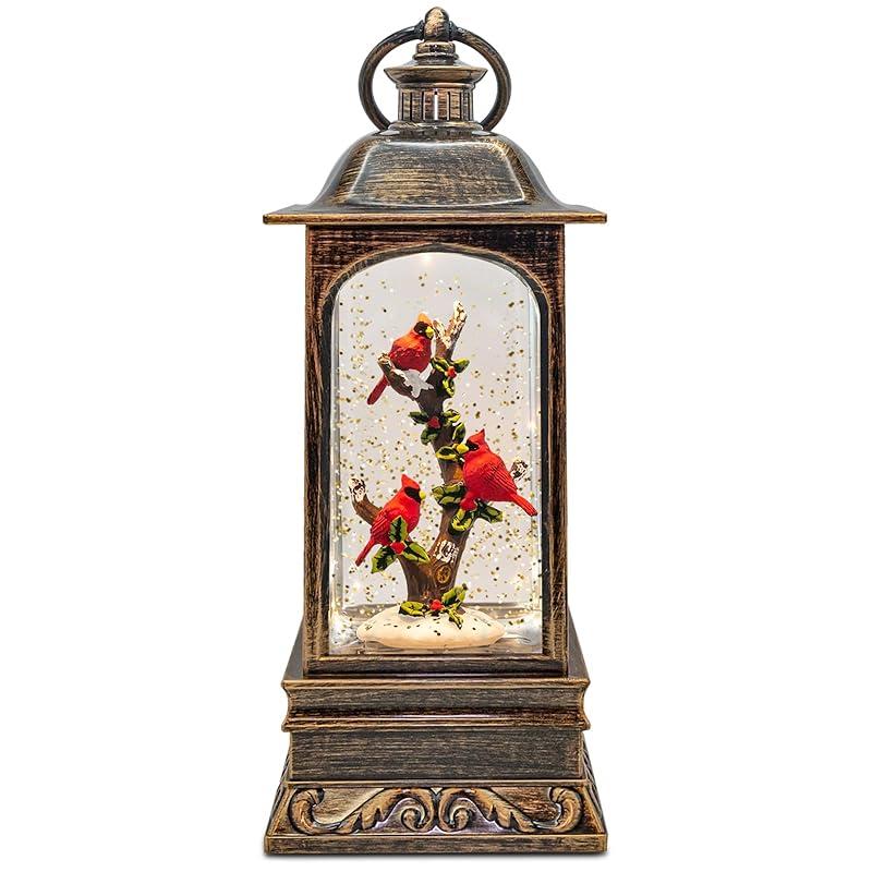 Charming Christmas Snow Globe with Red Cardinals for Festive Cheer
