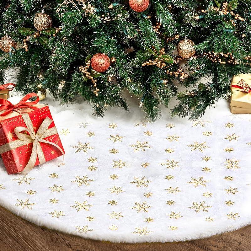 Charming Plush Gold Sequin Tree Skirt Adds Festive Elegance to Xmas
