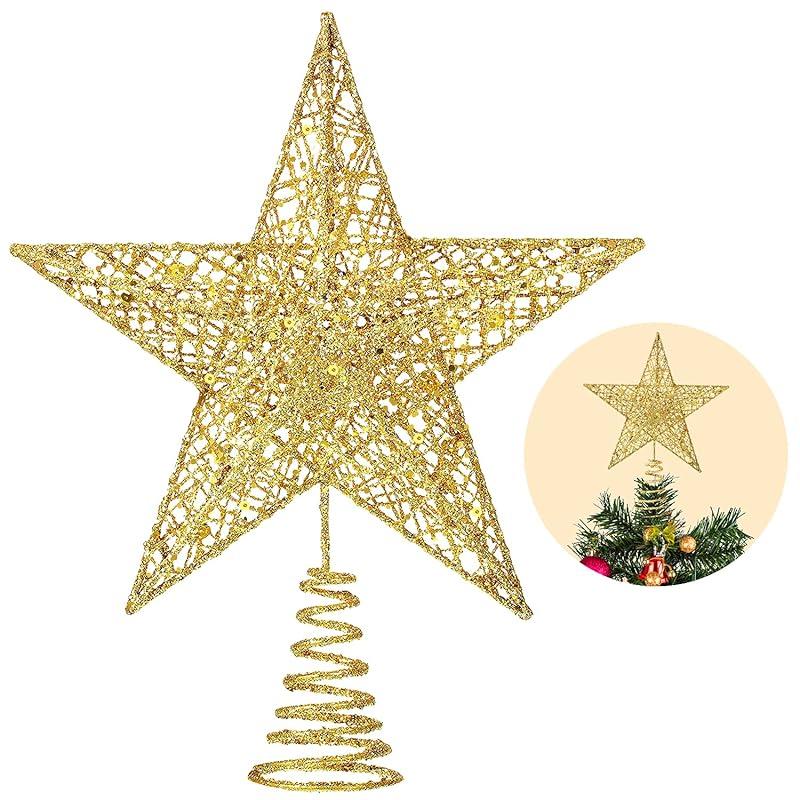 Charming Gold Star Treetop Decoration Adds Holiday Sparkle!